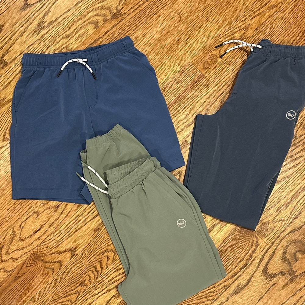 Vineyard Vines Kids Blue and Green Performance Pants and Shorts Bundle Med & L